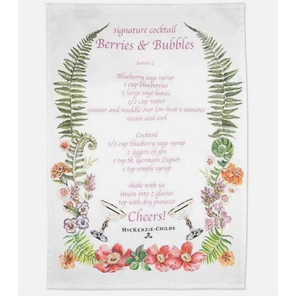 MACKENZIE CHILDS Berries & Bubbles Dish TOWEL 18"x26" 100% Cotton BRAND NEW